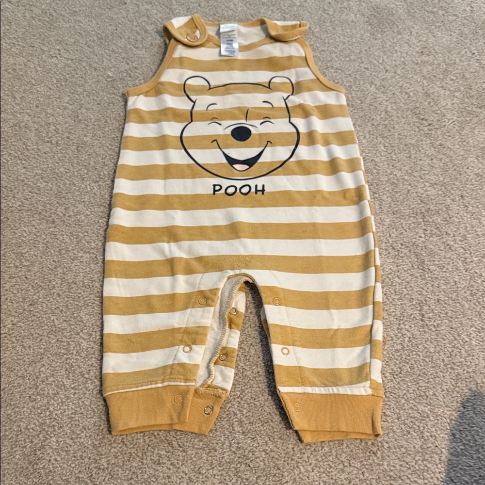 Disney Pooh Bear Yellow and White Striped Bodysuit